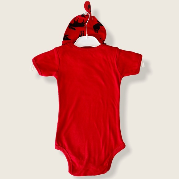 NWT Hatley 18-24M Moose on Red Toddler Bodysuit & Matching Hat - Picture 3 of 9